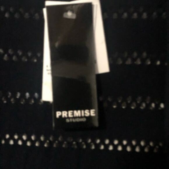 Premise Studio Womens Elbow Sleeve Crochet Open‎ Front Cardigan Black Small NWT - Picture 3 of 5